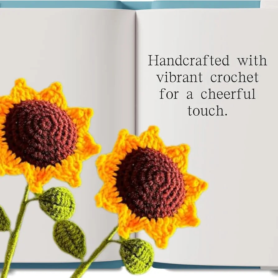 Crochet Sunflower Decor Knitted Fake Sunflower Crochet Artificial Daisy with Stem Multicolour