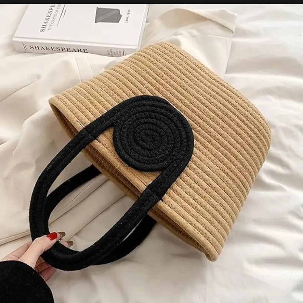 Attractive Hand Bag Large Tote Bamboo Beach Basket for Women Jute Handmade