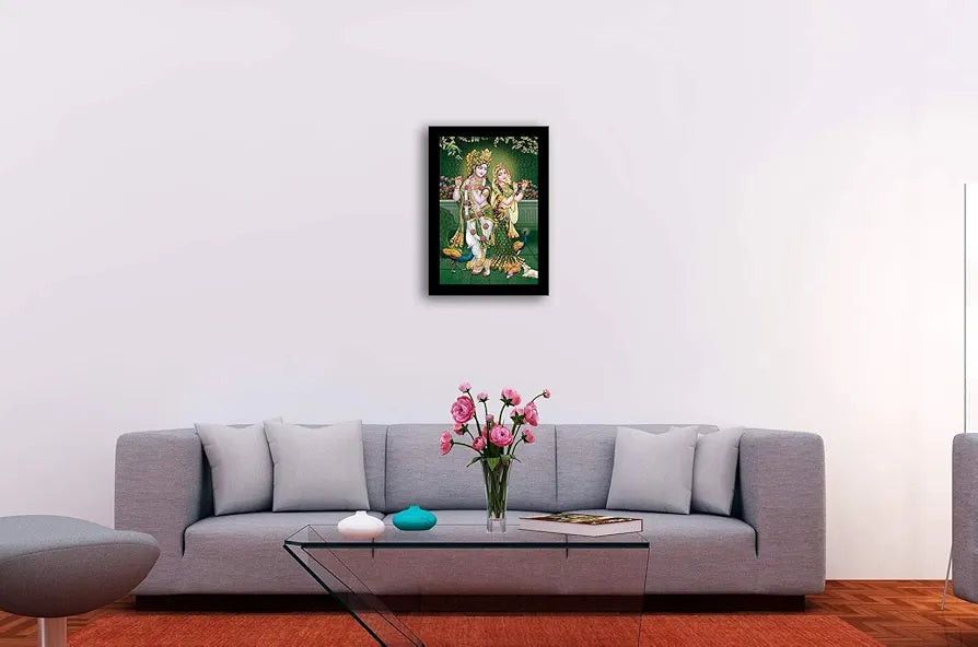 Lifehaxtore Soothing Radha Krishna Art Framed Painting