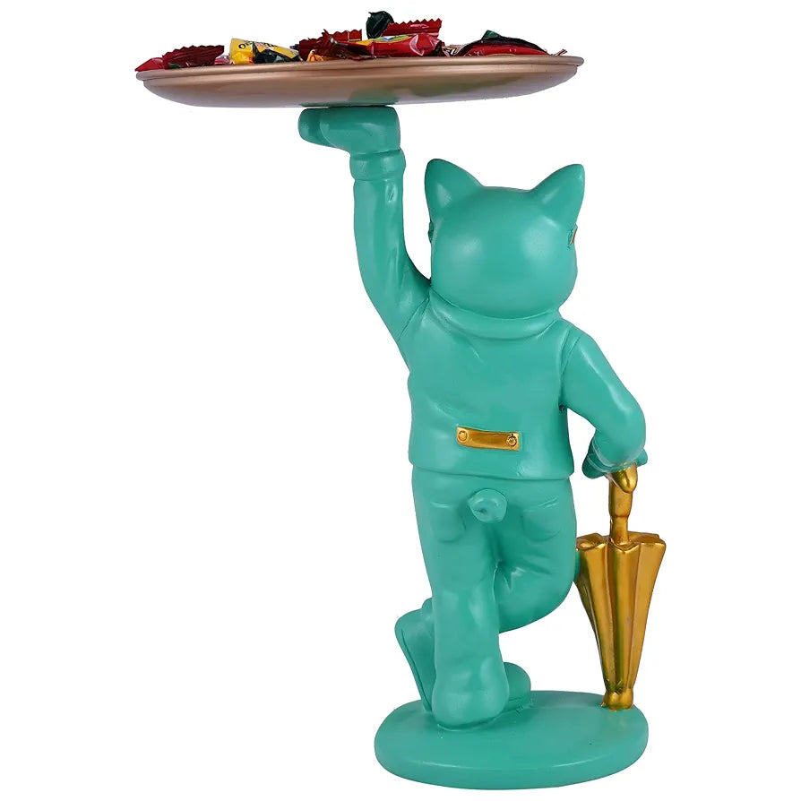 Zart Bulldog Standing Tray Showpiece Home Decor Showpiece Dog Aquamarine Green Umb