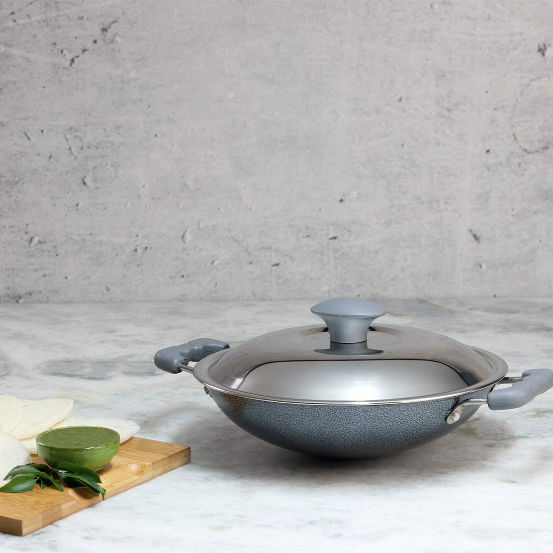 Wonderchef Appachetty Breakfast Pan With Lid | Nonstick Cookware | Round Bottom Kadai