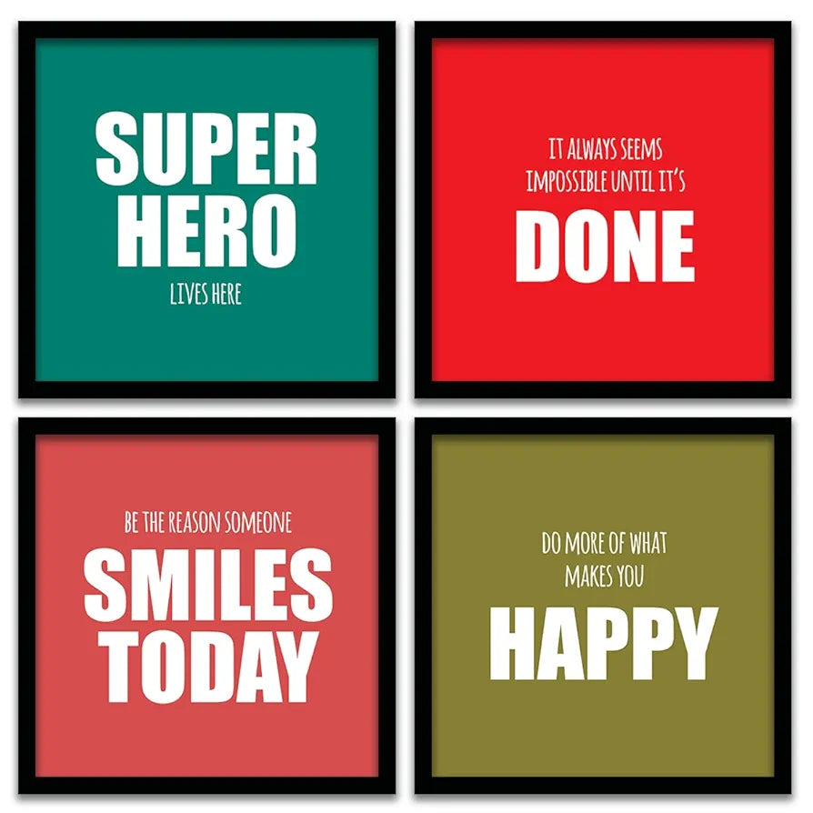 Kotart Engineered Wood Super Hero Wall Decor Frames Set Of 4