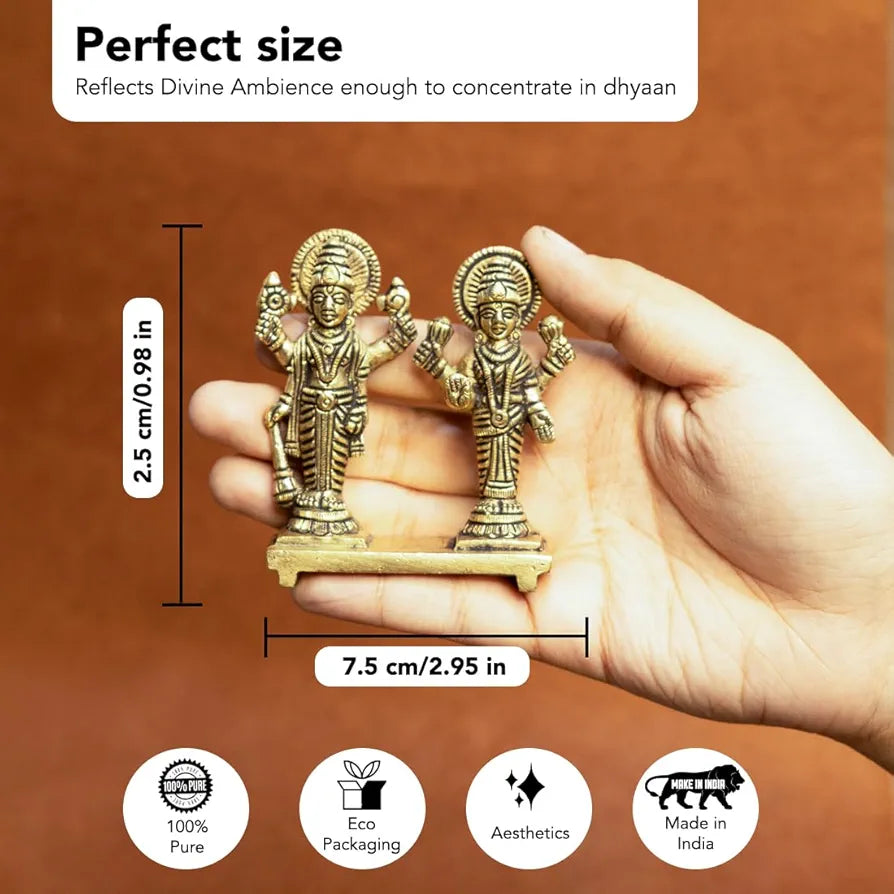 Ekhasa Pure Brass Vishnu Laxmi Murti for Puja