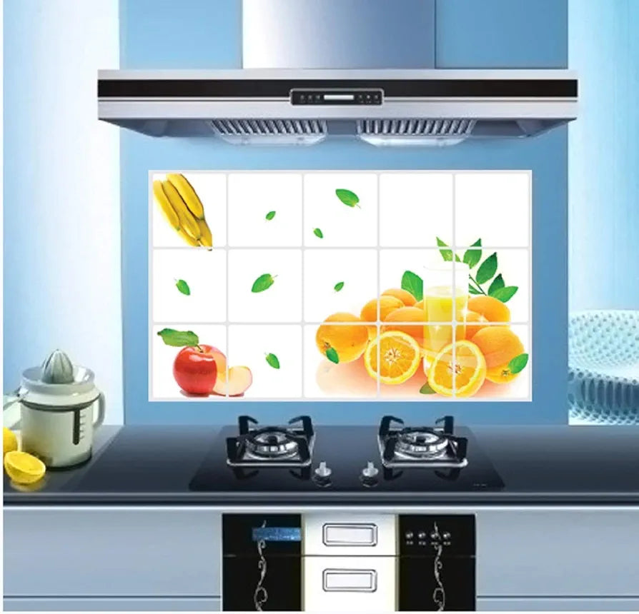 Jaamso Royals Multicolor Fruits Wall Tiles Stickers Waterproof Kitchen Stickers Fruits