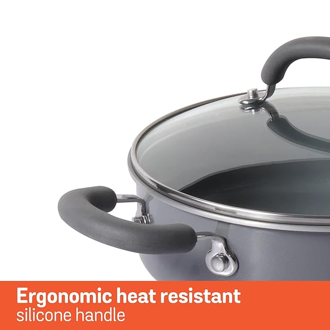 Meyer Anzen Healthy Ceramic Coated Sauteuse with Glass Lid Cookware 24 cm Grey