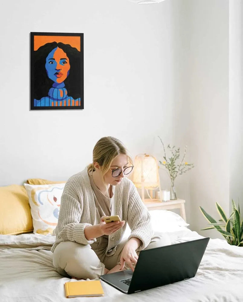 ArtX Paper Acrylic Dual Tone Women Framed Wall Art Painting Multicolor Abstract Set of 1