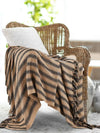 Sashaa World Striped Throw Medium with Tasselled Edges Colour Charcoal