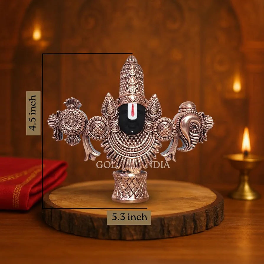 Gold Art India Lord Venkateswara Balaji Idol Copper-Plated Antique Matte Finish