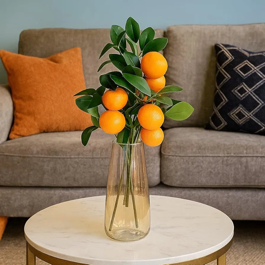 3 Pcs Orange Plant Stick Elevate Your Décor with Artificial Orange Branches Lifelike Tree Plants for Vase Display