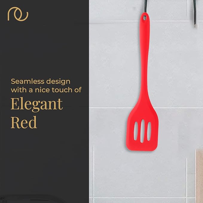 Frenchware Non-stick Premium Silicone Spatula for Cooking, Baking & Mixing, Seamless Design | Turner, Red Colour