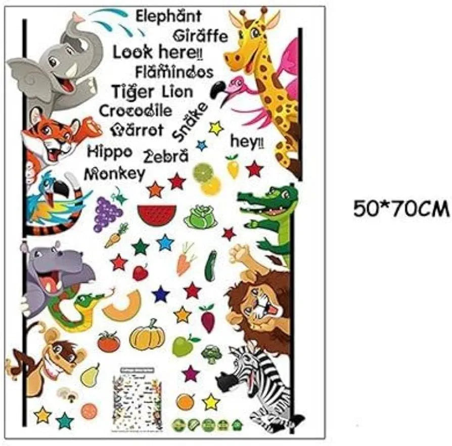 Jaamso Royals Multicolor Cartoon Animals Wall Sticker Waterproof and Removable Cartoon Animals Wall Sticker
