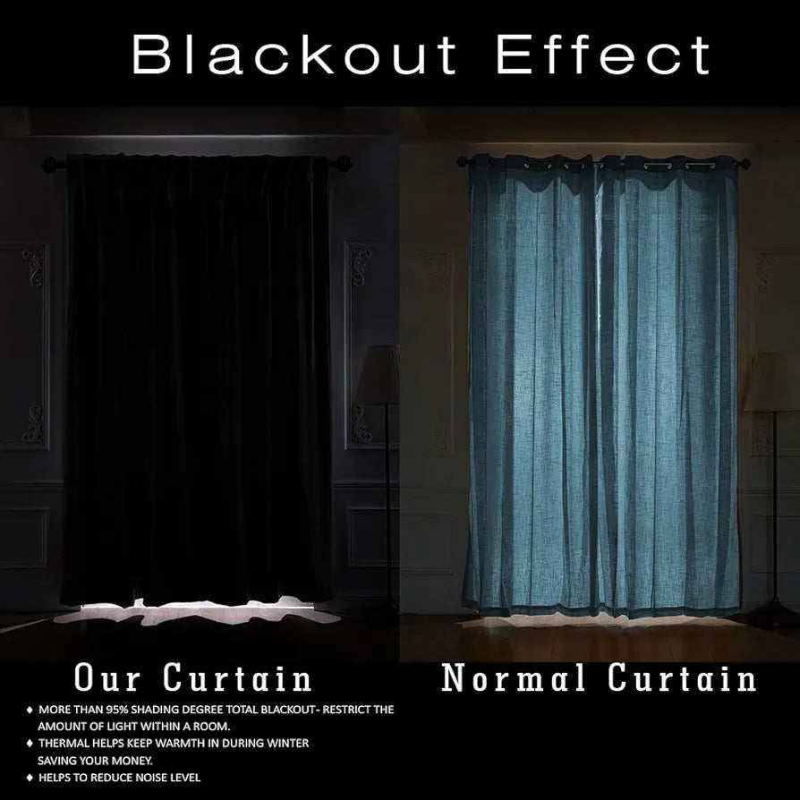 Cloth Fusion Blackout Window Curtains 5 Feet Long Set of 2 Sea Green Colour
