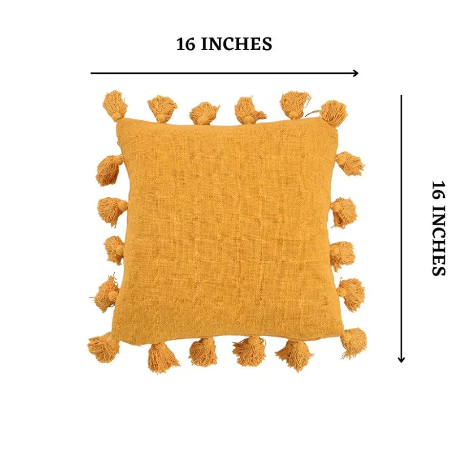 Homadorn Luxury Cotton Handmade Decorative Boho Throw Pillow Covers Colour Mustard