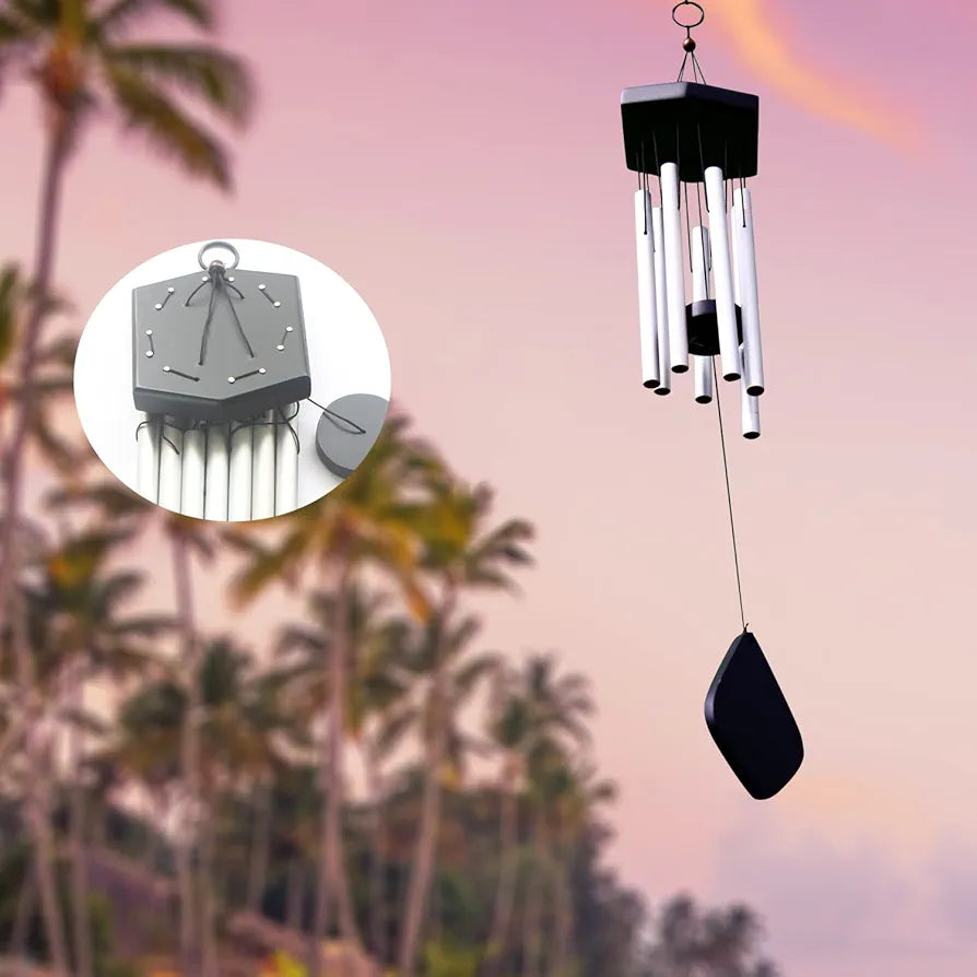 Lilone 7 Pipe Silver Wind Chimes 60 cm Long