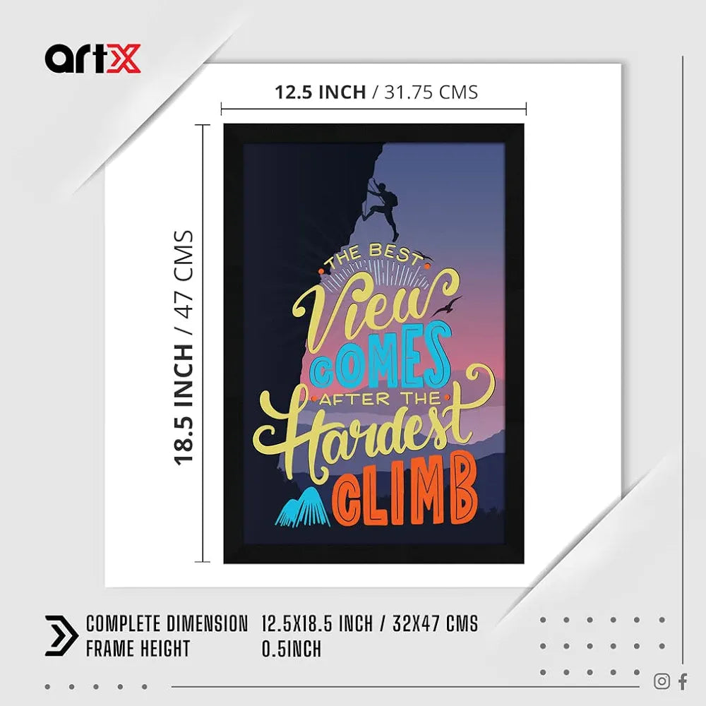 ArtX Paper The Best View Motivational Quote Framed Wall Art Painting