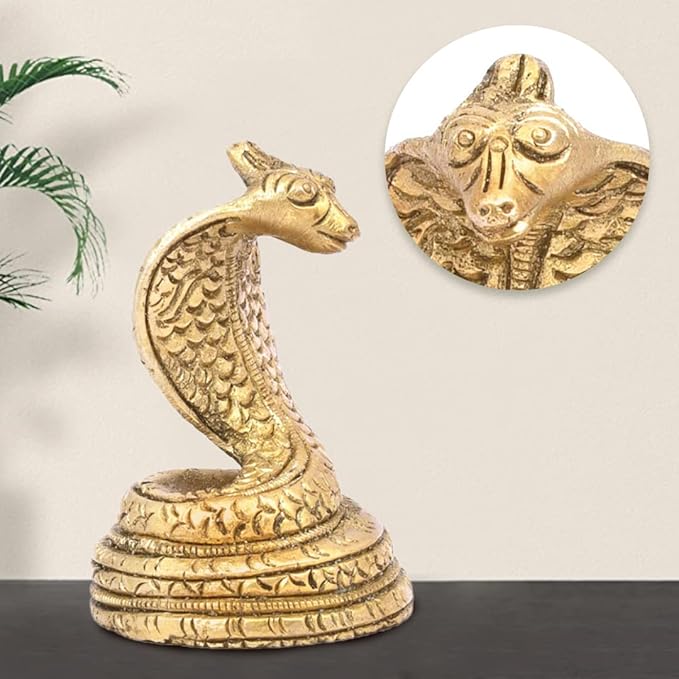 The Advitya Brass Snake Statue for Shivling | Snake Idol Showpiece for Pooja & Decor | 2.5