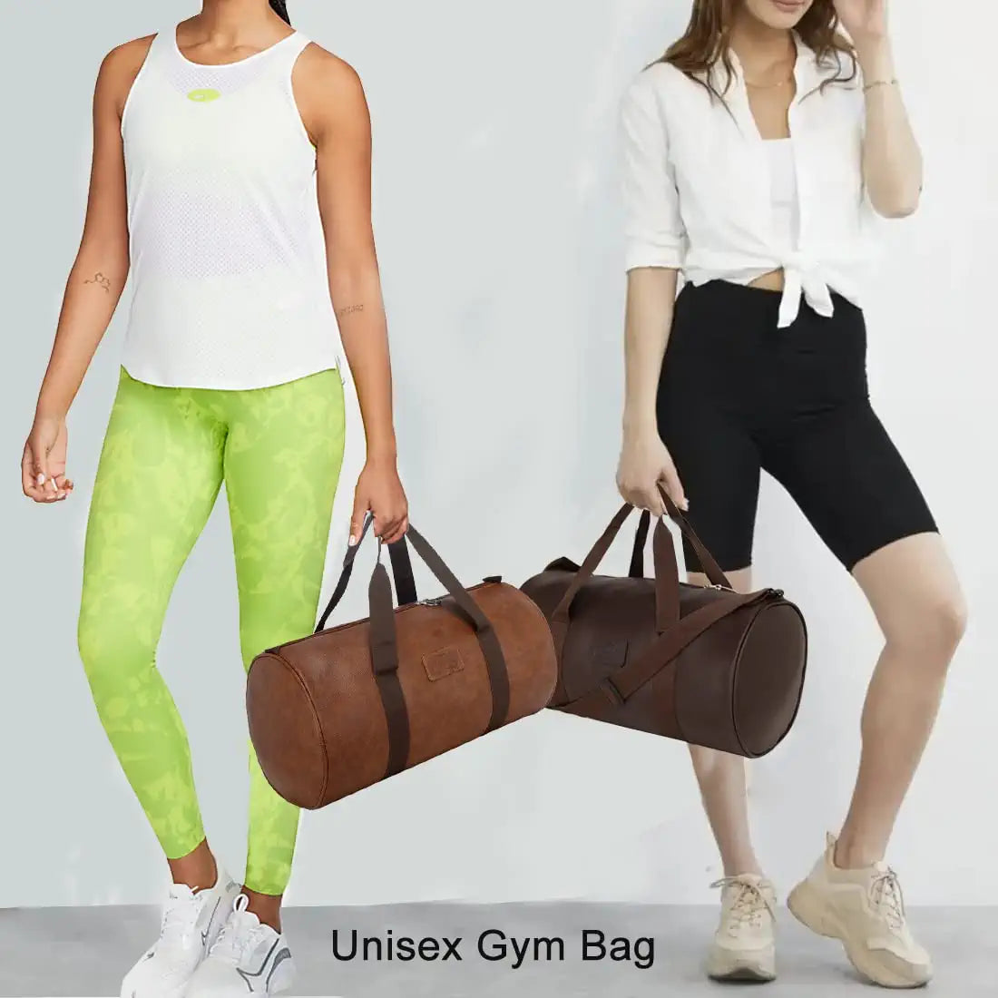 Leather World Vegan Leather 24 Cms Duffle/Shoulder/Gym Bag for Men & Women Tan Travel Friendly Bag Gifts for Men