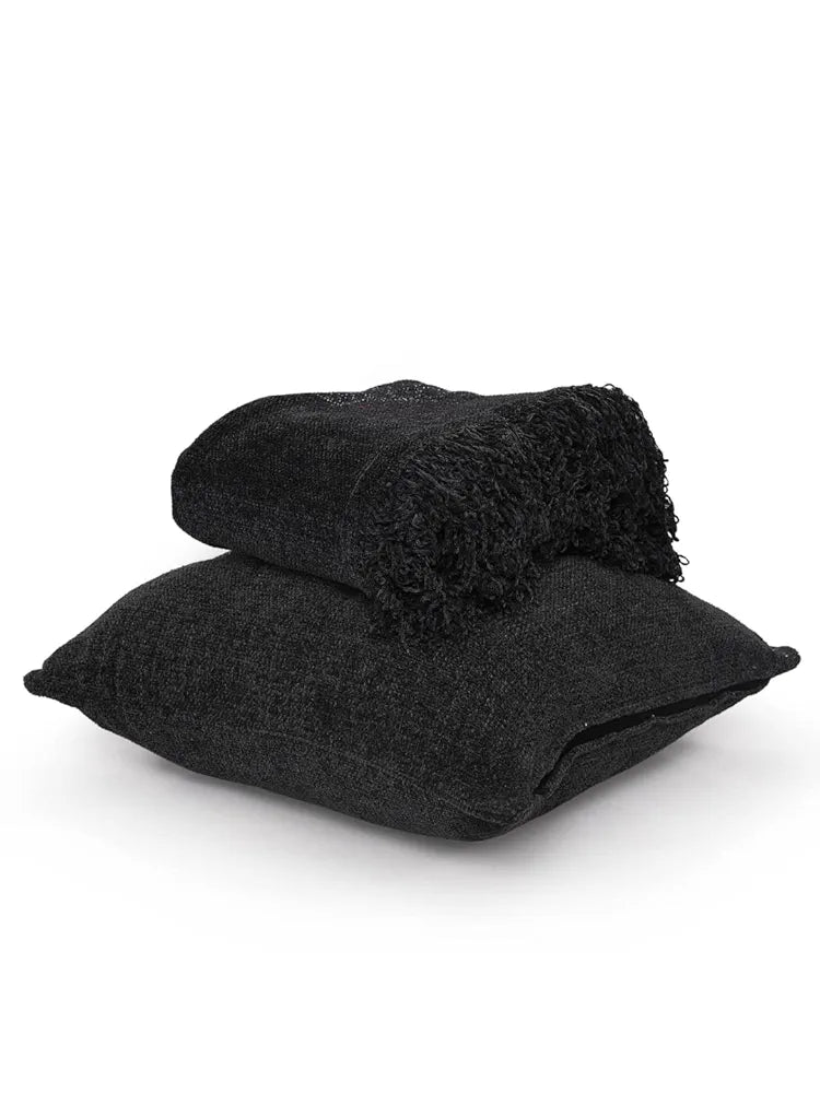 Sashaa World Colour Charcoal Chenille Cushion Cover Decorative Pillow Case