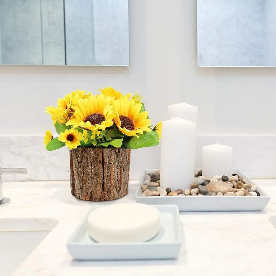 Artificial Sunflowers Fake Potted Plants Artificial Plants Indoors in Pots Yellow