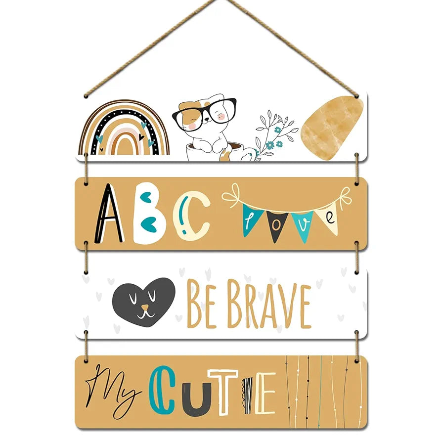 Artelly Positive Quotes Wall Art Wooden Hanging for Home Decor Kids Room