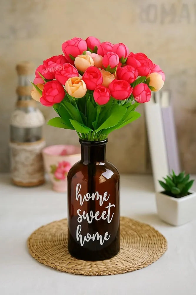 Mini Artificial Peony Flower Bunches Small Set of 4