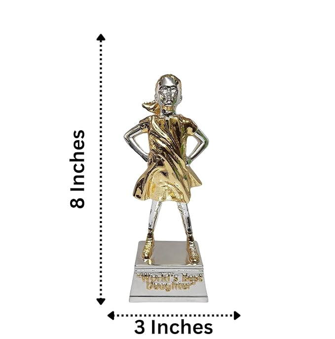 Gold Art India Daughter Figurine Silver & Gold Plated World's Best Daughter Two Tone