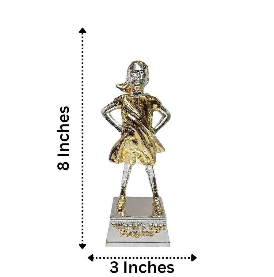 Gold Art India World's Best Daughter Figurine Silver & Gold Plated