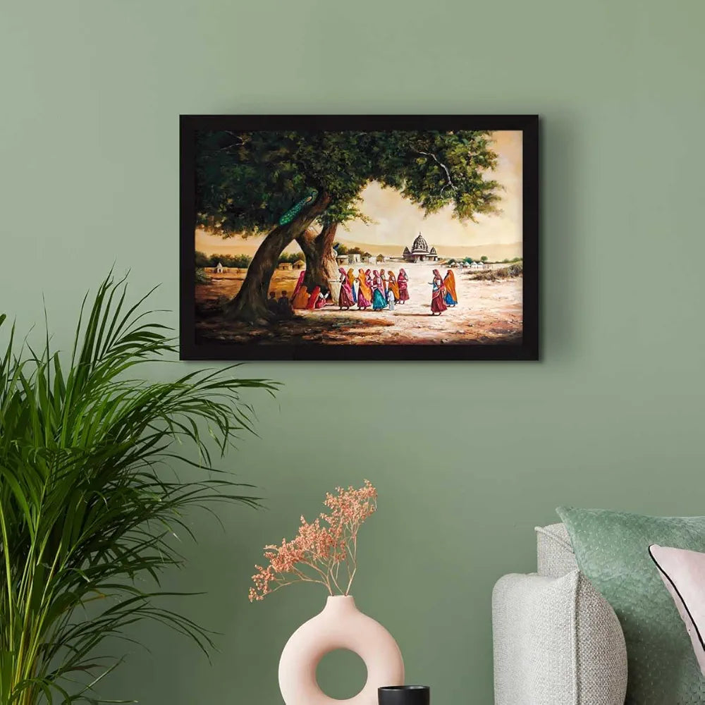 ArtX Paper Indian Village Framed Wall Art Painting AXI00314-VIL