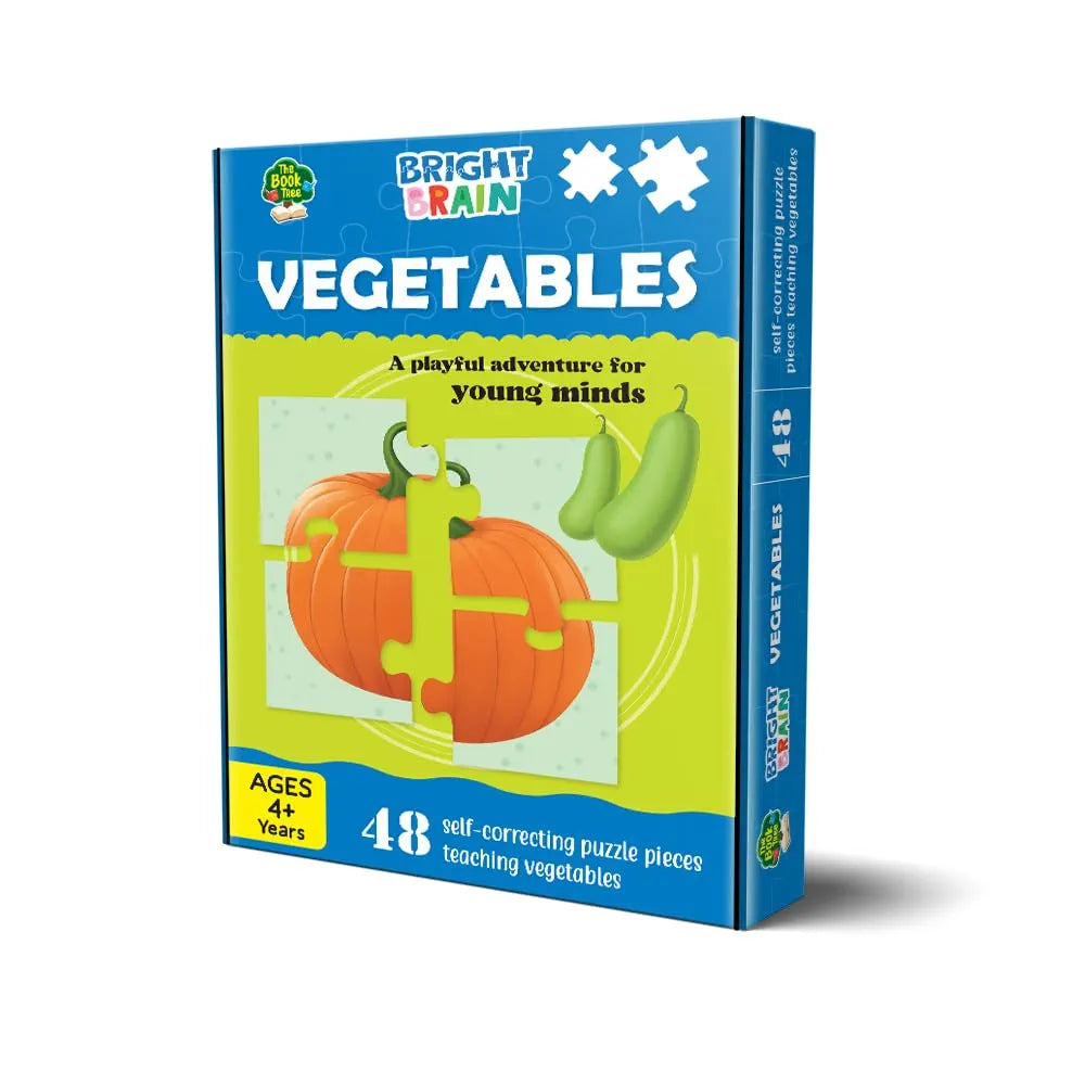 The Book Tree Bright Brain Vegetables 48 Piece Jigsaw Puzzle for Preschoolers, Educational Toy for Learning Animals Family Food, Gifts for Kids Ages 3 to 6 by Majestic Book Club