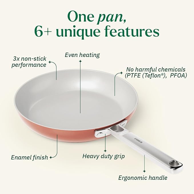 Ember Cookware Arcilla Ceramic Non-stick Frying Pan 24cm Steel Handle | Terracotta