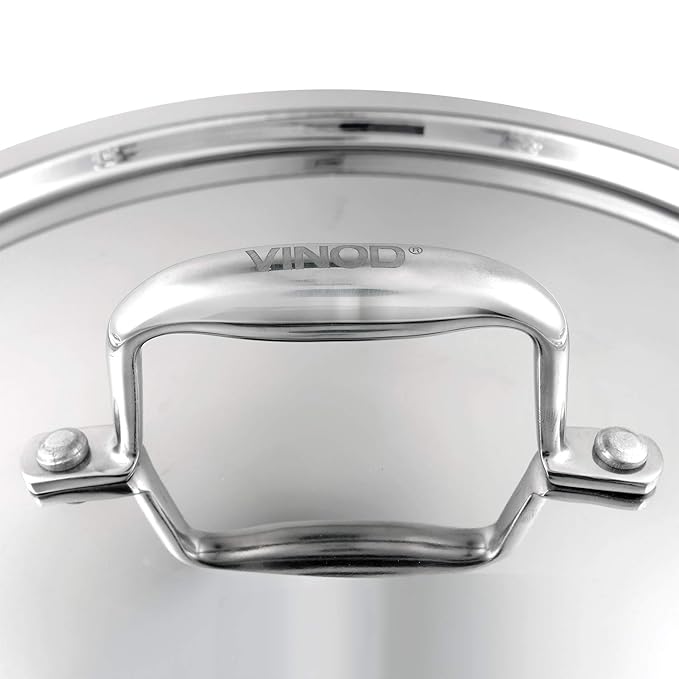 Vinod Platinum Triply Stainless Steel Kadai with lid 5.5 Litre (32 cm) | 2.5mm Thick | 3 Layer Stainless Steel Cookware
