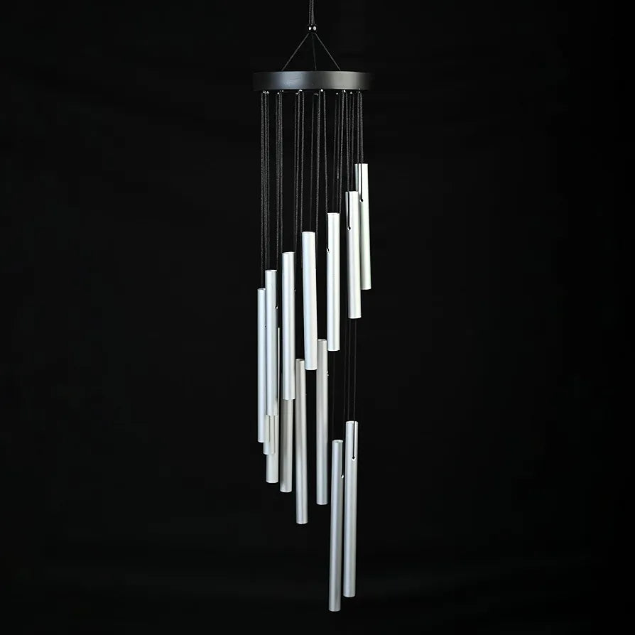 Wind Chimes for Home Décor Silver 12-Pipe Wind Chime -022