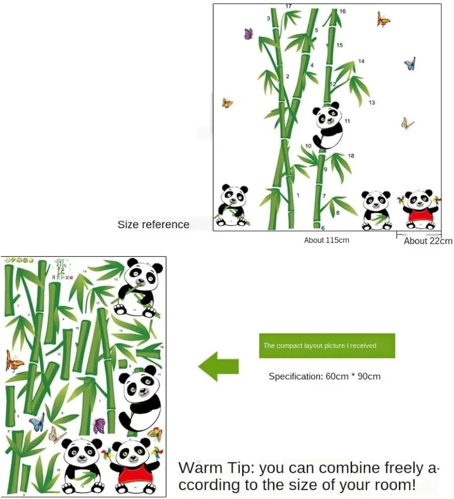 Jaamso Royals Vinyl White Cute Cartoon Pandas Self Adhesive Wall Stickers 60cm X 90cm Multi