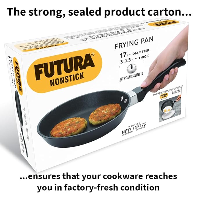 Hawkins Futura 17 cm Frying Pan Non Stick Fry Pan with Stainless Steel Lid