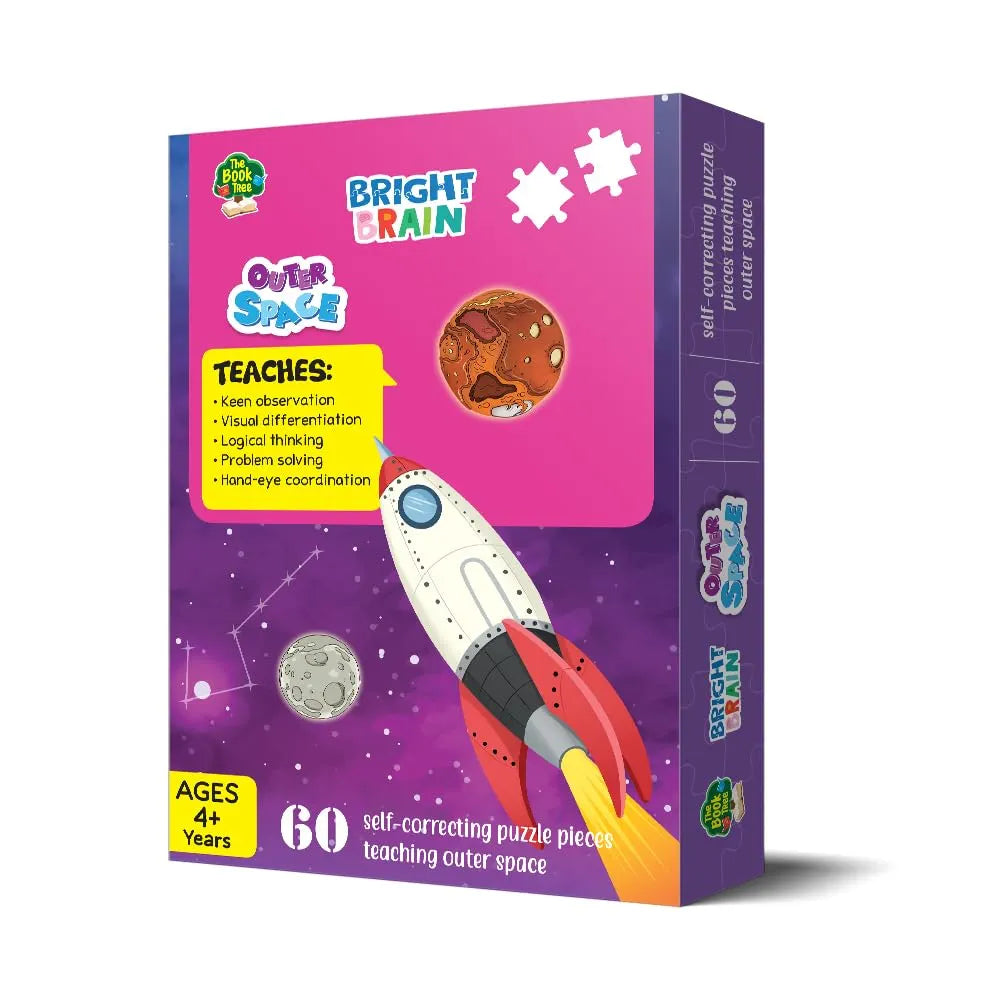 The Book Tree Bright Brain Outer Space 60 Piece Jigsaw Puzzle for Preschoolers, Educational Toy for Learning Space, Gifts for Kids Ages 3 to 6 by Majestic Book Club