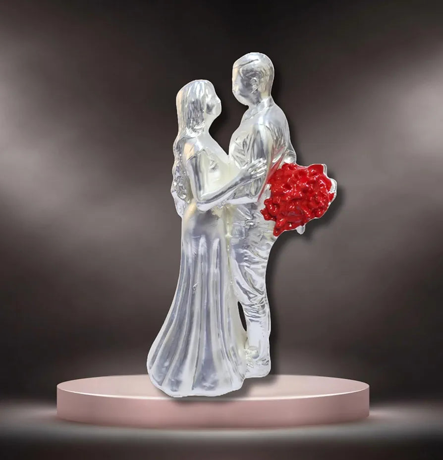 Gold Art India Couple Figurine Silver-Plated Matte Finish