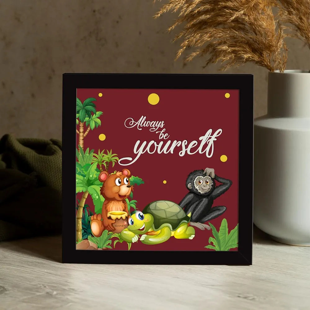 ArtX Set of 4 Cartoons Animals-02 Kids Room Wall Art Painting Multicolor Synthetic Wood Set Of 4