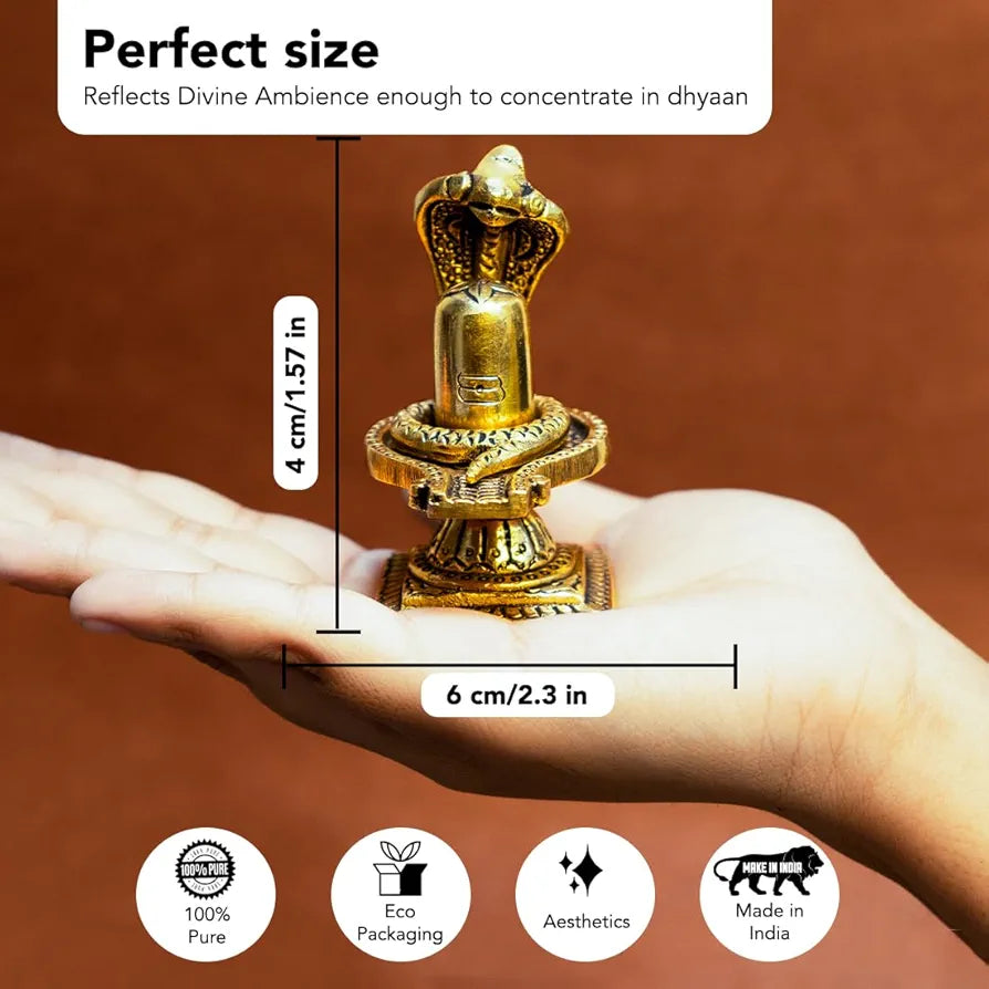 Ekhasa Pure Brass Shivling for Home Puja Siva Linga for Pooja Golden Shivling