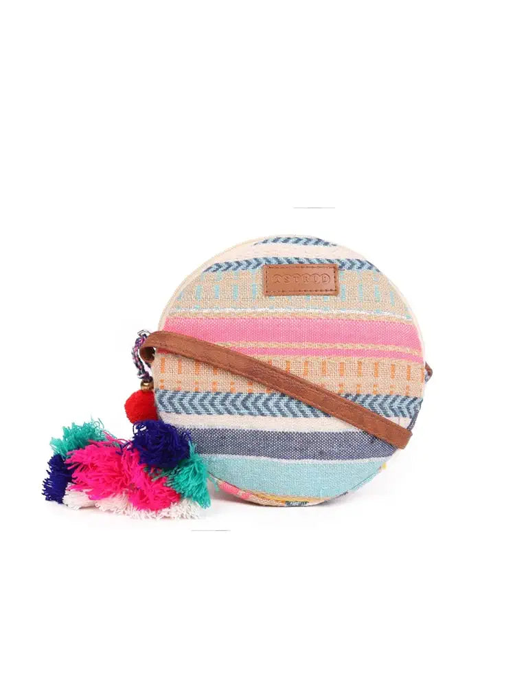 Astrid Handmade Macrame Flap Over Sling Bag For Girls And Women Colour peach