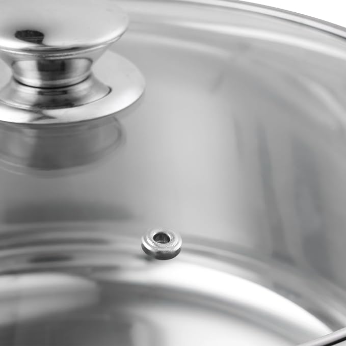 Vinod Roma Stainless Steel Saucepot with Glass Lid - 2.2 Litre, 18 cm | Sandwich Bottom | Rivetted Handle