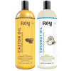 Rey NaturalsÂ® Cold-Pressed, 100% Pure Castor Oil & Coconut Oil Combo - Moisturizing & Healing, For Skin, Hair Care, Eyelashes (200 ml + 200 ml) (200 ml) (200 ml) (200 ml) (750)