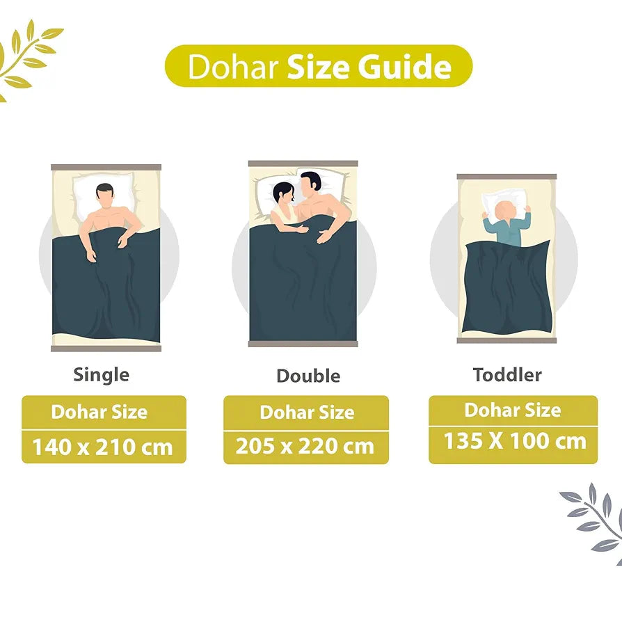 Divine Casa Glace Cotton 120 GSM Reversible Lightweight Malmal Printed Double Bed AC Dohar Blanket TC - 120 Colour Grey and Yellow