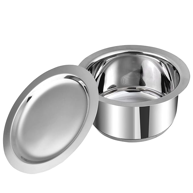 Vinod Stainless Steel 3 pc Tope Set with Capacity of 1.4 litres, 1.8 litres & 2.2 litres with Stainless Steel Lids