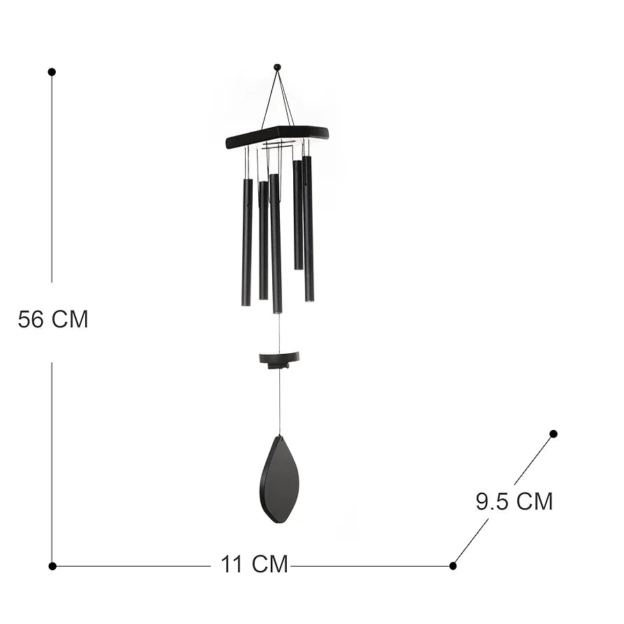 Tej Gifts Feng Shui Metal Wind Chime with 5 Black Pipes