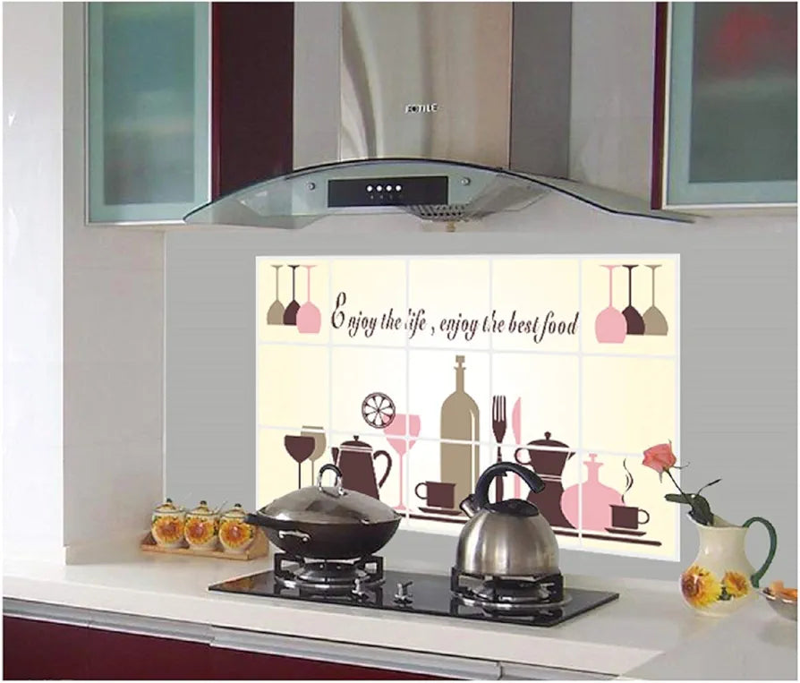 Jaamso Royals Kitchen Tools Wall Tiles Stickers Waterproof Kitchen Stickers Dinner Set