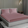 Cloth Fusion Satin Elastic Fitted Bedsheets Double Bed with 2 Pillow Covers H603 280 TC Rose Gold