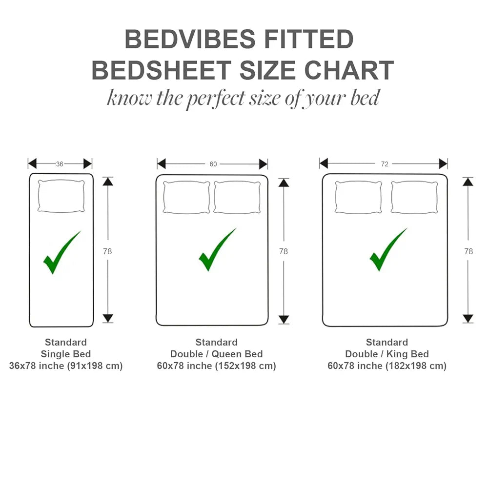 Cloth Fusion 186tc Glace Cotton Elastic Fitted Bedsheet for Double Bed King Size with 2 Pillow Covers Botanical Night