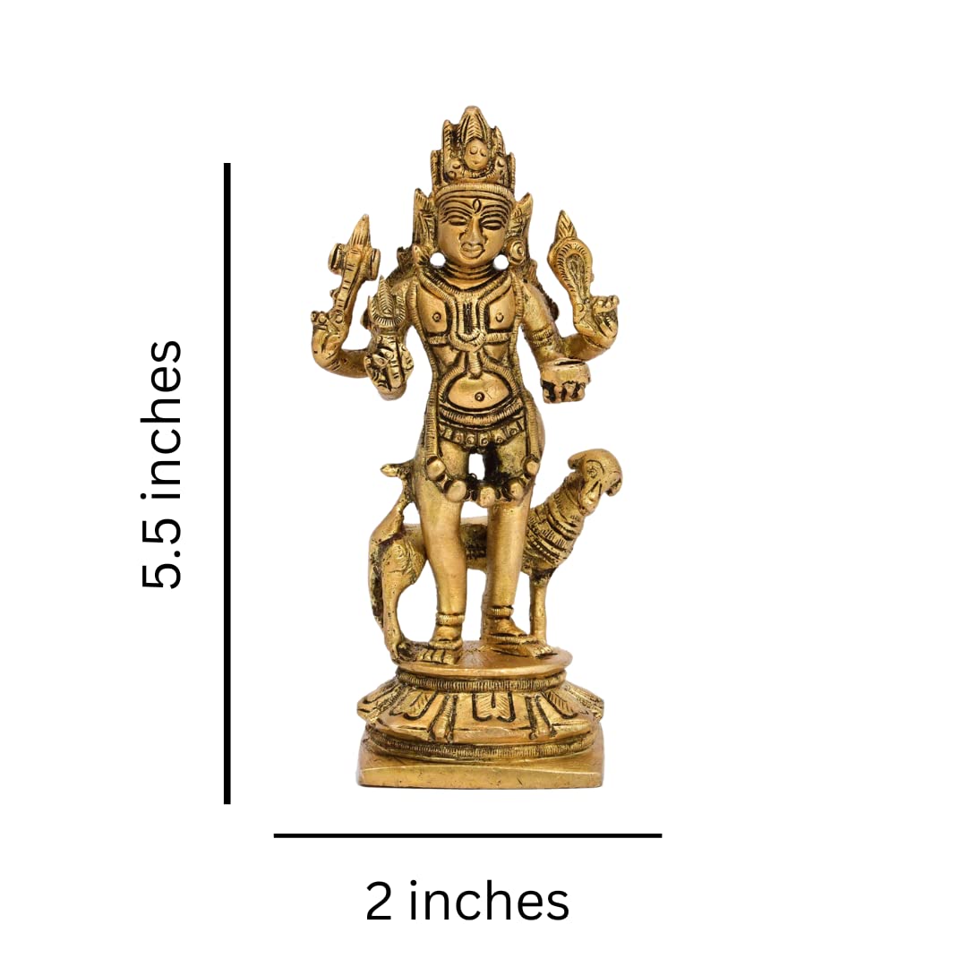 The Advitya Brass Bhairo/ Bhairava With Dog Statue | Mahakal Kaal Bhairav Baba Figurine