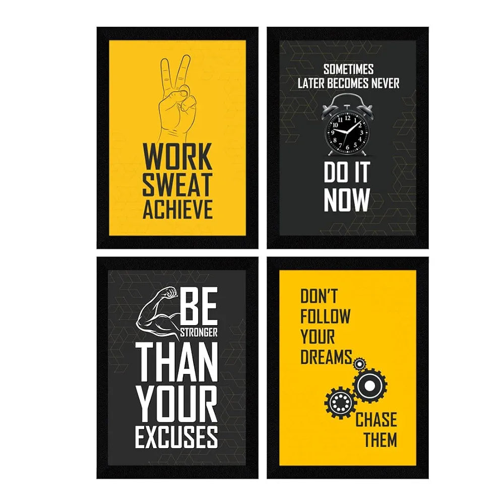 ArtX Paper Gym Big Health Quotes AXF00186-MOT Multicolor Set of 4