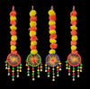 Artificial Marigold Flowers Wall Door Hanging Latkan Toran with Pom Pom Bells Set of 4
